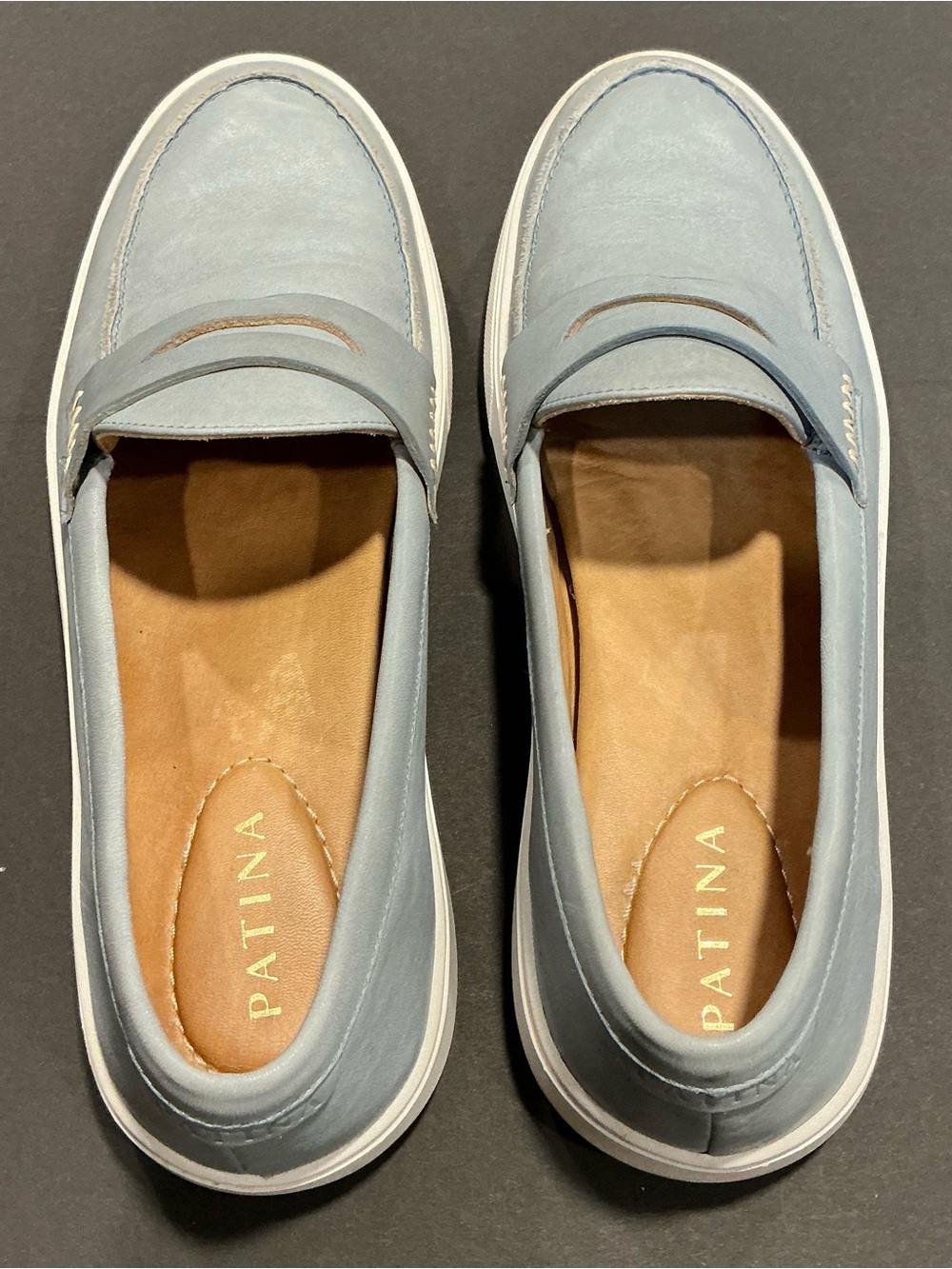 Portland Leather Patina Blue Leather Loafers Size 10.5 Fits 10